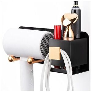 CSPARKV 23x7x9.5cm Hair Dryer Holder Black Gold, Space Aluminum Hair Dryer Holder Wall Mounted No Drilling, Multifunctional Hair Dryer Holder with Storage CSPARKV 23x7x9.5cm Hair Dryer Holder Black Gold, Space Aluminum Hair Dryer Holder Wall Mounted No Drilling, Multifunctional Hair Dryer Holder with Storage