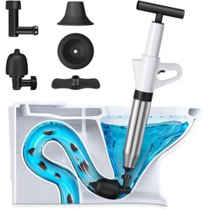 CSPARKV Air Powered Toilet Plunger, Drain Plungers with Barometer, Toilet Plunger with 3 Plunger Heads and Inflator, Unblocking for Toilet, Sink, Bathtub CSPARKV Air Powered Toilet Plunger, Drain Plungers with Barometer, Toilet Plunger with 3 Plunger Heads and Inflator, Unblocking for Toilet, Sink, Bathtub