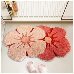 Csparkv - Bath Mat, Cute Flower Bathroom Mat with Thickening Soft Absorbent, Quick Drying, Non-Slip Bathtub Floor Mat for Bedroom Shower Csparkv - Bath Mat, Cute Flower Bathroom Mat with Thickening Soft Absorbent, Quick Drying, Non-Slip Bathtub Floor Mat for Bedroom Shower
