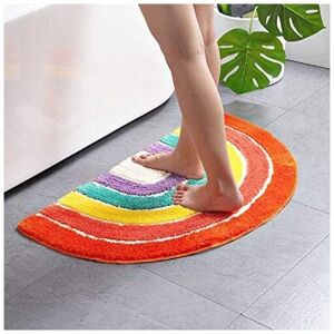 CSPARKV Colorful Striped Bath Mat Half Round Microfiber Non-Slip and Absorbent for Bathtub, Shower Bathroom, Kitchen, Entrance, Bedroom Washable 50x80cm CSPARKV Colorful Striped Bath Mat Half Round Microfiber Non-Slip and Absorbent for Bathtub, Shower Bathroom, Kitchen, Entrance, Bedroom Washable 50x80cm
