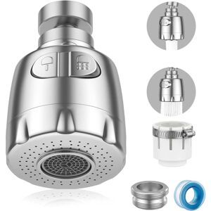 CSPARKV Faucet Aerator, 360° Swivel Faucet Aerator, Water Saving Faucet Filter Regulator Spray Head Nozzle for Kitchen Bathroom, 2 Modes, Silver CSPARKV Faucet Aerator, 360° Swivel Faucet Aerator, Water Saving Faucet Filter Regulator Spray Head Nozzle for Kitchen Bathroom, 2 Modes, Silver