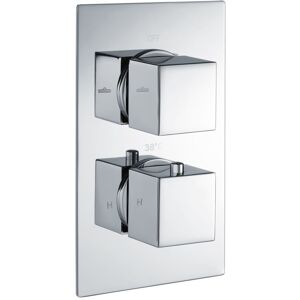 RAK CERAMICS RAK Thermostatic Square 2 Outlet Concealed Shower Valve Dual Handle - Chrome RAK CERAMICS RAK Thermostatic Square 2 Outlet Concealed Shower Valve Dual Handle - Chrome