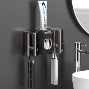 Cyslmuk - Cup Toothbrush Holder (Black), Wall Mounted Toothpaste Dispenser with Toothbrush Holder, Automatic Toothpaste Squeezer Cyslmuk - Cup Toothbrush Holder (Black), Wall Mounted Toothpaste Dispenser with Toothbrush Holder, Automatic Toothpaste Squeezer