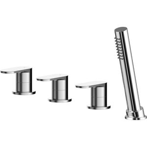 BALTERLEY Modern Deck Mount Round 4 Tap Hole Bath Shower Mixer Tap with Kit (No Spout) Chrome BALTERLEY Modern Deck Mount Round 4 Tap Hole Bath Shower Mixer Tap with Kit (No Spout) Chrome