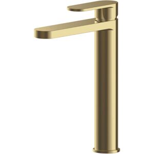 Current Round High Rise Mono Basin Mixer Tap - Brushed Brass - Balterley Current Round High Rise Mono Basin Mixer Tap - Brushed Brass - Balterley