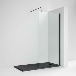 Diamond Nuie Wet Room Screen 1850mm High x 1000mm Wide with Support Bar 8mm Glass - Matt Black Diamond Nuie Wet Room Screen 1850mm High x 1000mm Wide with Support Bar 8mm Glass - Matt Black