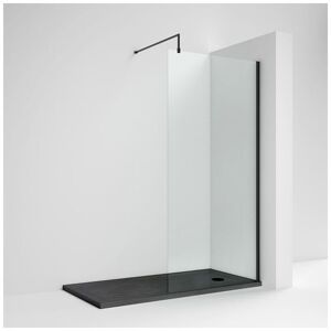 Diamond Nuie Wet Room Screen 1850mm High x 800mm Wide with Support Bar 8mm Glass - Matt Black Diamond Nuie Wet Room Screen 1850mm High x 800mm Wide with Support Bar 8mm Glass - Matt Black
