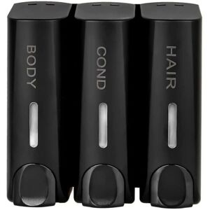 Serbia - Distributeur de savon 3 en 1 noir mat pour gel douche, shampoing, après-shampooing, support mural Serbia - Distributeur de savon 3 en 1 noir mat pour gel douche, shampoing, après-shampooing, support mural