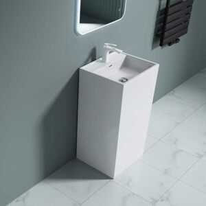 Durovin Bathrooms - Bathroom Cloakroom 500 x 420 x 900mm (WxDxH) Cast Stone Pedestal Basin - Rectangular Freestanding Sink With Overflow Slot & Durovin Bathrooms - Bathroom Cloakroom 500 x 420 x 900mm (WxDxH) Cast Stone Pedestal Basin - Rectangular Freestanding Sink With Overflow Slot &