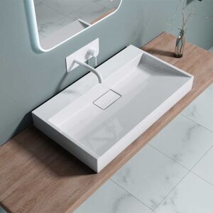 Durovin Bathrooms - Bathroom Cloakroom 800 x 460mm (WxD) Cast Stone Resin Bathroom Basin - Wall Hung Or Countertop basin Sink No Tap Hole - Concealed Durovin Bathrooms - Bathroom Cloakroom 800 x 460mm (WxD) Cast Stone Resin Bathroom Basin - Wall Hung Or Countertop basin Sink No Tap Hole - Concealed