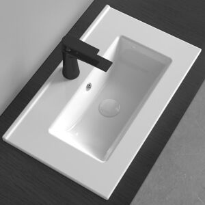 Durovin Bathrooms - Luxurious Ceramic Semi-Recessed Bathroom Basin sink- Bathroom vessel Sink - One Tap Hole with Overflow (600 x 365mm) Durovin Bathrooms - Luxurious Ceramic Semi-Recessed Bathroom Basin sink- Bathroom vessel Sink - One Tap Hole with Overflow (600 x 365mm)