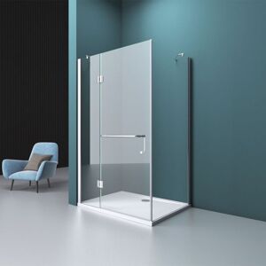 Durovin Bathrooms Shower Enclosure - 8mm Safety Clear Glass, Hinged Door - L Shape Rectangular Shower Cubicle - 1300mm x 1000mm (Door x Side Glass) Durovin Bathrooms Shower Enclosure - 8mm Safety Clear Glass, Hinged Door - L Shape Rectangular Shower Cubicle - 1300mm x 1000mm (Door x Side Glass)