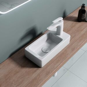 Durovin Bathrooms Small Cloakroom Basin - Wall Mounted Basin - Rectangular Countertop Basin - One Right Hand Tap Hole- 370 x 180 x 90mm (WxDxH) Durovin Bathrooms Small Cloakroom Basin - Wall Mounted Basin - Rectangular Countertop Basin - One Right Hand Tap Hole- 370 x 180 x 90mm (WxDxH)