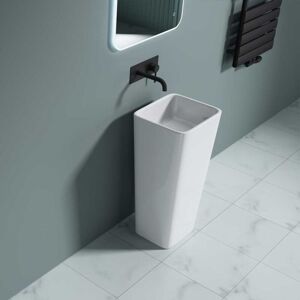 Durovin Bathrooms - Bathroom Cloakroom 400 x 350 x 830mm (WxDxH) Stone Resin Pedestal Basin - Rectangular Freestanding Sink - Basin Only Durovin Bathrooms - Bathroom Cloakroom 400 x 350 x 830mm (WxDxH) Stone Resin Pedestal Basin - Rectangular Freestanding Sink - Basin Only