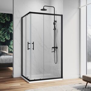 1000 x 760 mm Sliding Corner Entry Shower Enclosure Door Cubicle Matt Black Frame - Elegant 1000 x 760 mm Sliding Corner Entry Shower Enclosure Door Cubicle Matt Black Frame - Elegant