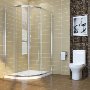 900 x 800 mm Left Quadrant Shower Enclosure 6mm Sliding Glass Walk in Cubicle Door with Tray + Waste - Elegant 900 x 800 mm Left Quadrant Shower Enclosure 6mm Sliding Glass Walk in Cubicle Door with Tray + Waste - Elegant