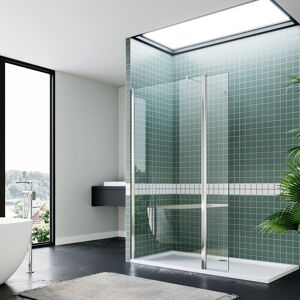 ELEGANT 1000mm Open Entry Shower Enclosure 300mm Flipper Glass Panel 8mm Tempered Glass Screen Walk in Wet Room 1500x900mm Shower Tray and Waste Trap ELEGANT 1000mm Open Entry Shower Enclosure 300mm Flipper Glass Panel 8mm Tempered Glass Screen Walk in Wet Room 1500x900mm Shower Tray and Waste Trap