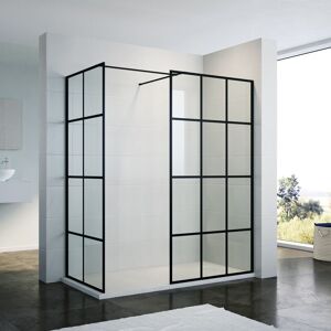 ELEGANT 1100mm Black Matt Modern Walk in Shower Cabin with 800mm Side Shower Screen 8mm Safety Glass shower Enclosure Include Double Stainless Steel ELEGANT 1100mm Black Matt Modern Walk in Shower Cabin with 800mm Side Shower Screen 8mm Safety Glass shower Enclosure Include Double Stainless Steel
