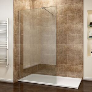 1100mm Frameless Wet Room Shower Screen Panel 8mm Easy Clean Glass Walk in Shower Enclosure with 1400x900mm Tray and Support Bar - Elegant 1100mm Frameless Wet Room Shower Screen Panel 8mm Easy Clean Glass Walk in Shower Enclosure with 1400x900mm Tray and Support Bar - Elegant