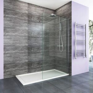 ELEGANT 1100mm Frameless Wet Room Shower Screen Panel 8mm Easy Clean Glass Walk in Shower Enclosure with Support Bar ELEGANT 1100mm Frameless Wet Room Shower Screen Panel 8mm Easy Clean Glass Walk in Shower Enclosure with Support Bar