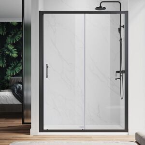 1400 x 900 mm Sliding Shower Enclosure Black Frame 6mm Glass Reversible Cubicle Shower Door Screen Panel with Shower Tray and Waste - Elegant 1400 x 900 mm Sliding Shower Enclosure Black Frame 6mm Glass Reversible Cubicle Shower Door Screen Panel with Shower Tray and Waste - Elegant