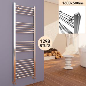 1600 x 500 mm Chrome Efficient Rads Flat Panel Towel Rail Radiator Vertical Radiator + Chrome Thermostatic Radiator Valves - Elegant 1600 x 500 mm Chrome Efficient Rads Flat Panel Towel Rail Radiator Vertical Radiator + Chrome Thermostatic Radiator Valves - Elegant