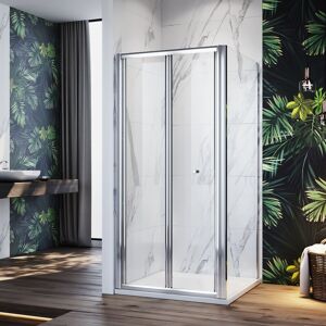 700x1850mm Bi-Fold Shower Door and 800x1850mm Side Glass Panel 5mm Safety Tempered Glass Folding Shower Cabin Bath Screen - Elegant 700x1850mm Bi-Fold Shower Door and 800x1850mm Side Glass Panel 5mm Safety Tempered Glass Folding Shower Cabin Bath Screen - Elegant