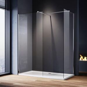 Frameless Walk in Shower Cabin 800mm Main Bathroom Door with 800mm Side Panel Screen Wet Room 1500x900mm Bathroom Base Tray and Free Trap - Elegant Frameless Walk in Shower Cabin 800mm Main Bathroom Door with 800mm Side Panel Screen Wet Room 1500x900mm Bathroom Base Tray and Free Trap - Elegant