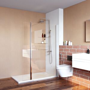 900mm Frameless Walk in Shower Door Screen with 300mm Flipper Panel 6mm Tempered Glass Shower Enclosure - Elegant 900mm Frameless Walk in Shower Door Screen with 300mm Flipper Panel 6mm Tempered Glass Shower Enclosure - Elegant