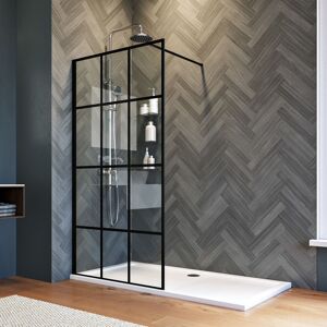 900mm Walk in Shower Door Wet Room Reversible Shower Screen Panel 8mm Safety Glass Matte Black with 1600x700mm Shower Tray - Elegant 900mm Walk in Shower Door Wet Room Reversible Shower Screen Panel 8mm Safety Glass Matte Black with 1600x700mm Shower Tray - Elegant