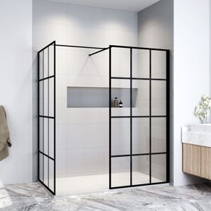 ELEGANT Black 1000mm Walk in Shower Screen + 900mm Side Panel+ 1700x900mm Anti-Slip Resin Shower Tray Open Entry Shower Screen ELEGANT Black 1000mm Walk in Shower Screen + 900mm Side Panel+ 1700x900mm Anti-Slip Resin Shower Tray Open Entry Shower Screen