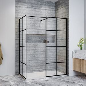 Black 700mm Walk in Shower Screen + 700mm Side Panel+ 1200x700mm Anti-Slip Resin Shower Tray Open Entry Shower Screen - Elegant Black 700mm Walk in Shower Screen + 700mm Side Panel+ 1200x700mm Anti-Slip Resin Shower Tray Open Entry Shower Screen - Elegant