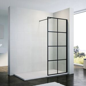 ELEGANT Bathroom Walkin Shower Enclosure Cubicle Black Grid Painted 8mm Tempered Toughened Glass 760mm Shower Screen with 1500x900mm smc Tray + Waste Trap ELEGANT Bathroom Walkin Shower Enclosure Cubicle Black Grid Painted 8mm Tempered Toughened Glass 760mm Shower Screen with 1500x900mm smc Tray + Waste Trap
