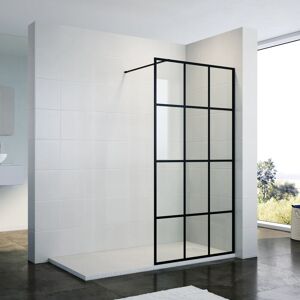 ELEGANT Bathroom Walkin Shower Enclosure Cubicle Black Grid Painted 8mm Tempered Toughened Glass 900mm Shower Screen with 1500x900mm smc Tray + Waste Trap ELEGANT Bathroom Walkin Shower Enclosure Cubicle Black Grid Painted 8mm Tempered Toughened Glass 900mm Shower Screen with 1500x900mm smc Tray + Waste Trap