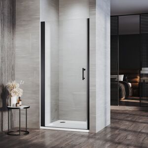 Frameless Pivot Shower Door Enclosure 5mm Safety Glass Reversible Shower Cubicle Door Black 900mm - Elegant Frameless Pivot Shower Door Enclosure 5mm Safety Glass Reversible Shower Cubicle Door Black 900mm - Elegant