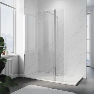 ELEGANT 760mm Shower Screen, 8mm Easy Clean Glass with 300mm Return Panel + 800x1200mm smc Tray and Waste Trap ELEGANT 760mm Shower Screen, 8mm Easy Clean Glass with 300mm Return Panel + 800x1200mm smc Tray and Waste Trap