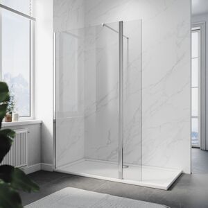 ELEGANT 760mm Shower Screen, 8mm Easy Clean Glass with 300mm Return Panel + 900x1500mm smc Tray and Waste Trap ELEGANT 760mm Shower Screen, 8mm Easy Clean Glass with 300mm Return Panel + 900x1500mm smc Tray and Waste Trap