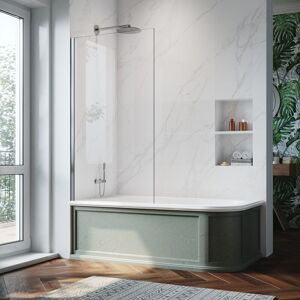 Elegant - Bright Silver Fixed Panel Bath Screen 6mm Glass 800x1400mm Tempered Glass Panel Elegant - Bright Silver Fixed Panel Bath Screen 6mm Glass 800x1400mm Tempered Glass Panel