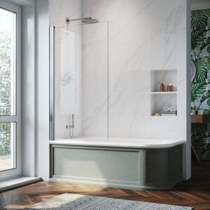 Elegant - Bright Silver 180 Degree Pivot Panel Bath Screen 800x1400mm Tempered Glass Panel Elegant - Bright Silver 180 Degree Pivot Panel Bath Screen 800x1400mm Tempered Glass Panel