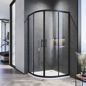 Quadrant Shower Enclosure Black Frame 6mm Tempered Sliding Glass Cubicle Door 900 x 900 mm - Elegant Quadrant Shower Enclosure Black Frame 6mm Tempered Sliding Glass Cubicle Door 900 x 900 mm - Elegant