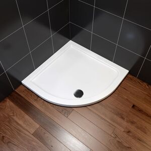 Quadrant Shower Tray 800 x 800 mm White Corner Stone Shower Base Tray for Bathroom Enclosure Slimline 40mm with Waste Trap - Elegant Quadrant Shower Tray 800 x 800 mm White Corner Stone Shower Base Tray for Bathroom Enclosure Slimline 40mm with Waste Trap - Elegant