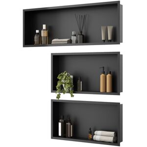 Shower Niche 304 Stainless Steel Wall Insert, Black Shower Caddies Modern Design, Shower Niche Three-piece Set(ENF60+ENF60+ENF90) - Elegant Shower Niche 304 Stainless Steel Wall Insert, Black Shower Caddies Modern Design, Shower Niche Three-piece Set(ENF60+ENF60+ENF90) - Elegant