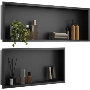 Shower Niche 304 Stainless Steel Wall Insert, Black Shower Caddies Modern Design, Shower Niche Two-piece Set(ENF60+ENF90) - Elegant Shower Niche 304 Stainless Steel Wall Insert, Black Shower Caddies Modern Design, Shower Niche Two-piece Set(ENF60+ENF90) - Elegant
