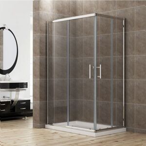 Sliding Corner Entry 900 x 800 mm Shower Enclosure Door Cubicle with Tray - Elegant Sliding Corner Entry 900 x 800 mm Shower Enclosure Door Cubicle with Tray - Elegant