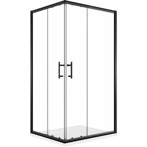 Sliding Corner Entry Shower Enclosure Door Black Frame Cubicle 1000 x 700 mm + Slip-Resistance Shower Tray with Waste and Resin Cover Grate - Elegant Sliding Corner Entry Shower Enclosure Door Black Frame Cubicle 1000 x 700 mm + Slip-Resistance Shower Tray with Waste and Resin Cover Grate - Elegant