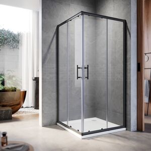 Shower Door Sliding Corner Entry Black Shower Enclosure with High-quality Black Aluminum Frame 1000 x 1000 mm - Elegant Shower Door Sliding Corner Entry Black Shower Enclosure with High-quality Black Aluminum Frame 1000 x 1000 mm - Elegant