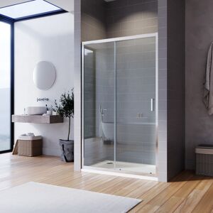 Sliding Shower Door 1100x800mm 6mm Safety Tempered Glass Reversible Bathroom Shower Enclosure Cubicle with Tray and Waste - Elegant Sliding Shower Door 1100x800mm 6mm Safety Tempered Glass Reversible Bathroom Shower Enclosure Cubicle with Tray and Waste - Elegant