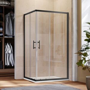1000x800mm Elegant Sliding Shower Door Enclosure Black Frame Corner Entry Cabin 6mm Extra Toughened Safety Glass with Rectangular smc Tray and Waste 1000x800mm Elegant Sliding Shower Door Enclosure Black Frame Corner Entry Cabin 6mm Extra Toughened Safety Glass with Rectangular smc Tray and Waste