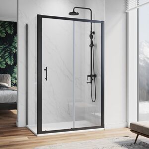 Sliding Shower Enclosure 1000 x 900 mm 6mm Safety Glass Reversible Bathroom Cubicle Screen Door with Side Panel-Matt Black Frame - Elegant Sliding Shower Enclosure 1000 x 900 mm 6mm Safety Glass Reversible Bathroom Cubicle Screen Door with Side Panel-Matt Black Frame - Elegant