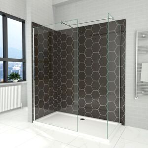 Walk in Shower Door,760x1850mm Wet Room Screen Glass 6mm Tougheded Safety Panel with Support Bar + 760mm Side Panel - Elegant Walk in Shower Door,760x1850mm Wet Room Screen Glass 6mm Tougheded Safety Panel with Support Bar + 760mm Side Panel - Elegant
